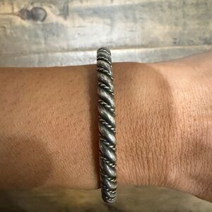 Vintage Native Navajo Twisted Sterling Silver Cuff Heavy